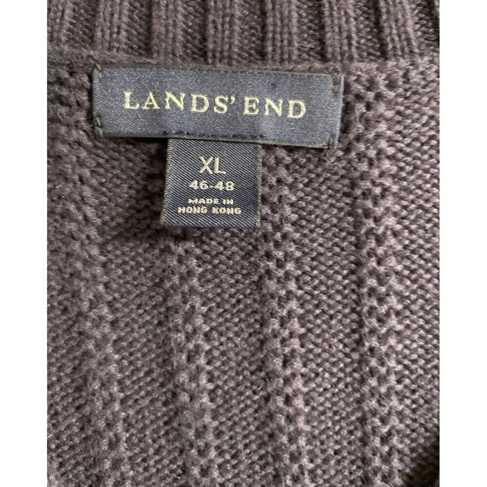 Lands End Mens Size XL Navy Blue Cotton Ribbed Knit V-Neck Sweater Vest - Picture 6 of 7